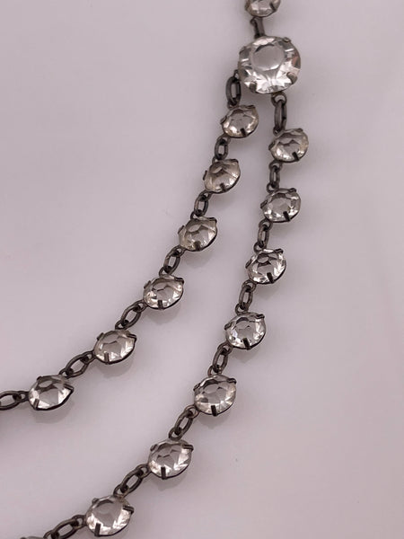 sterling silver 16 1/4" Art Deco style rhinestone necklace