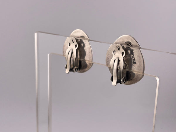 sterling silver onyx shadowbox clip on earrings