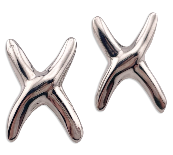 sterling silver stoneless Mexican modern 'X' post earrings
