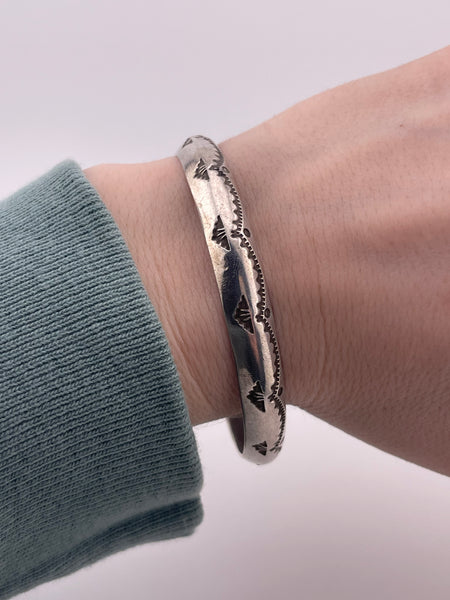 sterling silver 8" stamped bangle bracelet