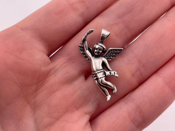 sterling silver cherub angel pendant