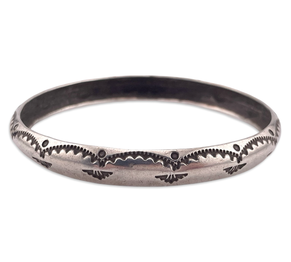 sterling silver 8" stamped bangle bracelet