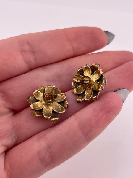 sterling silver gold wash faceted garnet post earrings
