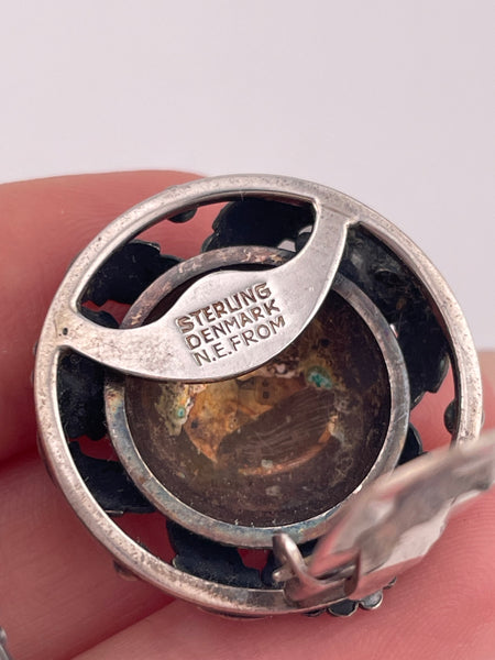 sterling silver Neils Erik From stoneless flower clip on earrings