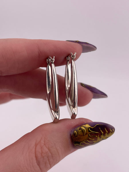 sterling silver stoneless puffy textured hoop earrings