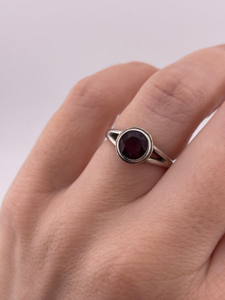size 6.25 sterling silver faceted garnet ring