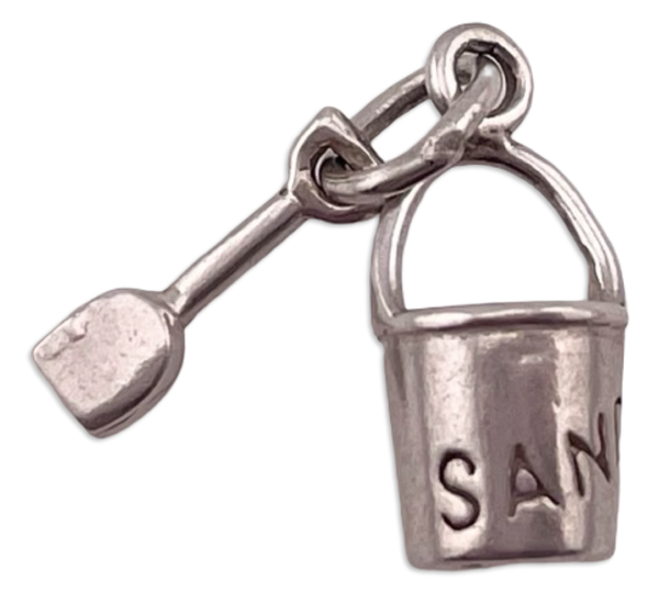 sterling silver sand pail and shovel pendant