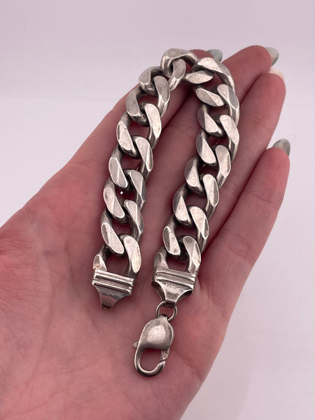 sterling silver 8" heavy 64 grams curb chain link bracelet