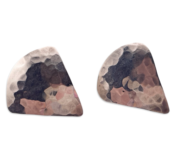 sterling silver hammered triangle post earrings