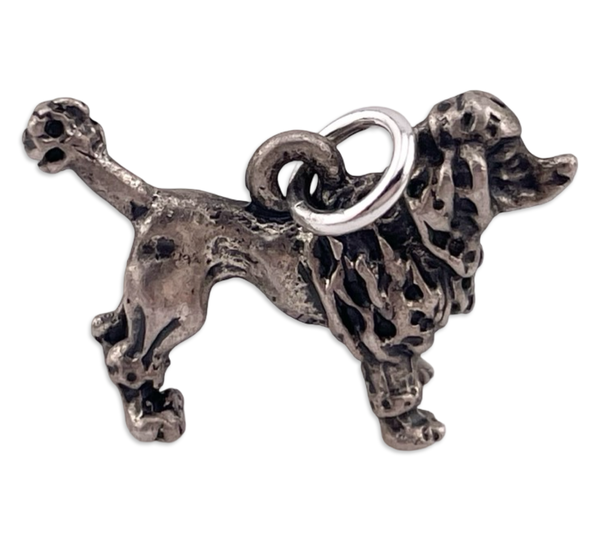 sterling silver solid 3D poodle dog charm pendant