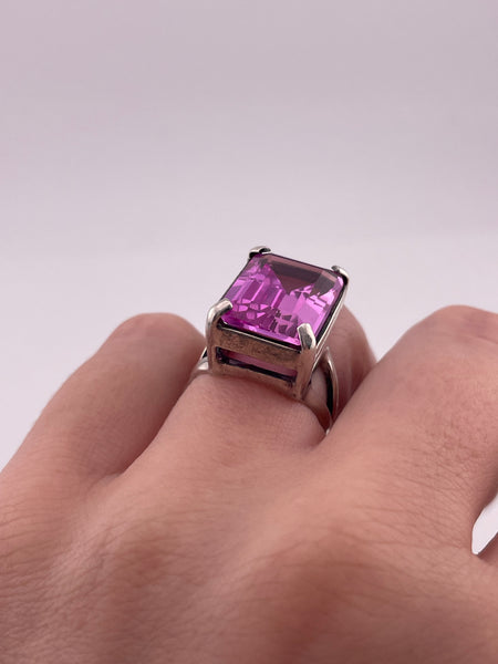 size 6.25 sterling silver faceted lab ruby ring