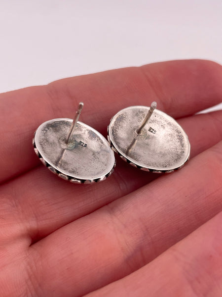 sterling silver oval dot design malachite post earrings