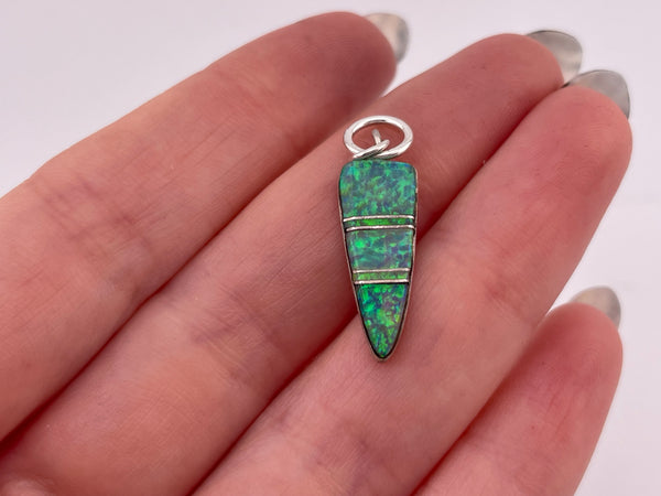 sterling silver lab opal pendant