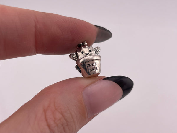 sterling silver Pandora “FREE HUGS” succulent cactus bracelet bead charm pendant