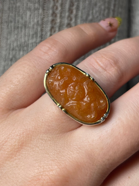 size 6.25 sterling silver carved carnelian ring