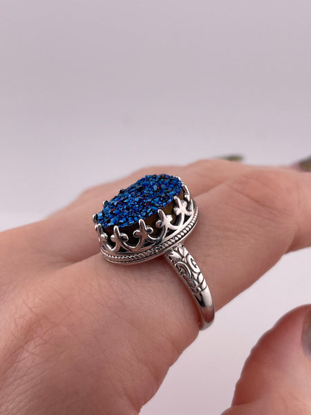 size 9.25 sterling silver druzy ring