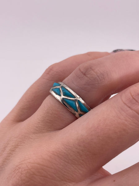 size 7.25 sterling silver turquoise band ring