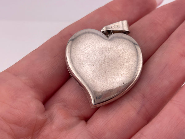 sterling silver etched swirls heart locket pendant