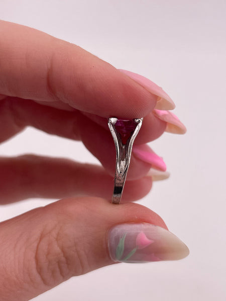 size 3 sterling silver lab pink sapphire ring ***AS IS***