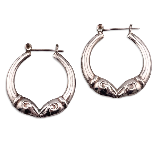 sterling silver kissing ram hoop earrings