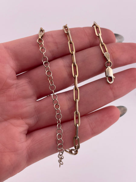 sterling silver gold plated 13" - 15 1/2" paperclip chain link necklace