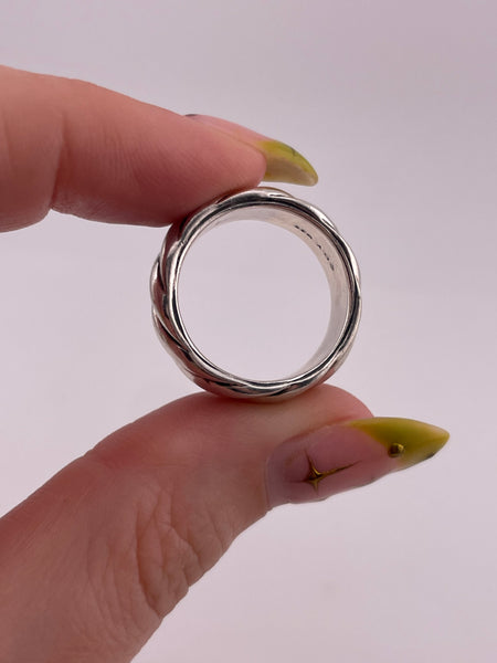 size 7 sterling silver David Yurman 8mm sculpted cable band ring