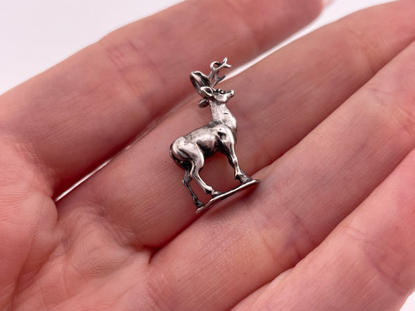 sterling silver deer charm pendant