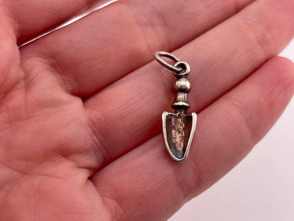 sterling silver small gardening trowel charm pendant