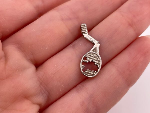 sterling silver broken racket pendant