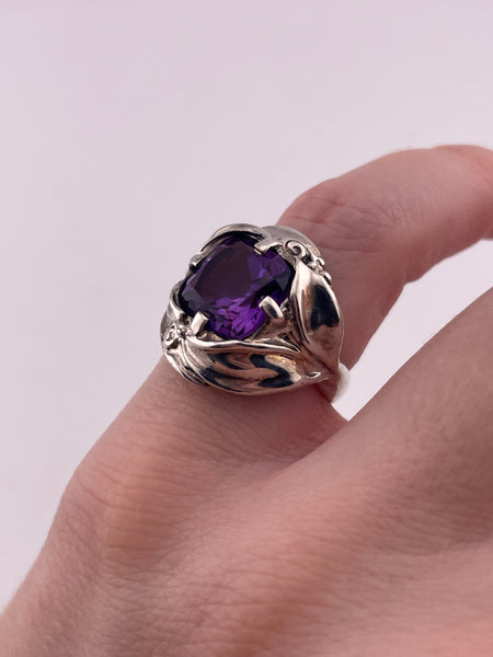 size 5.25 sterling silver faceted amethsyt ring