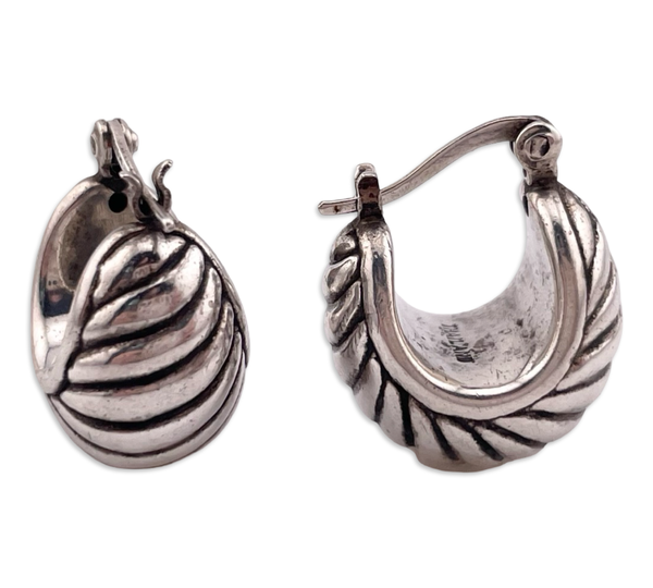 sterling silver lined puffy hoop earrings