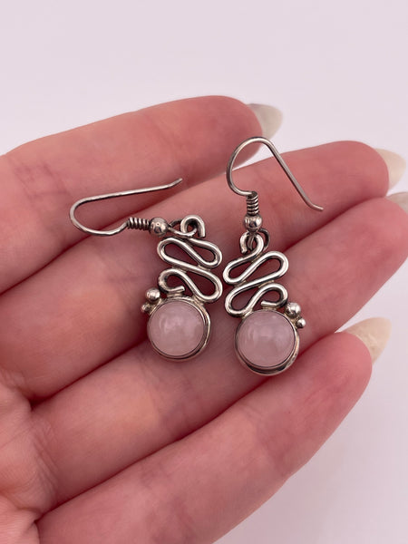 sterling silver rose quartz hook dangle earrings