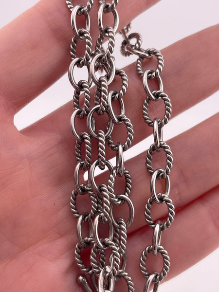 sterling silver heart key charm toggle clasp chain link necklace