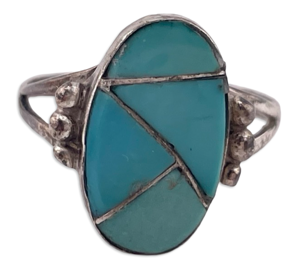 size 7.75 sterling silver turquoise inlay ring