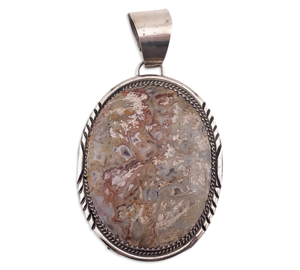 sterling silver 2-1/2" agate pendant