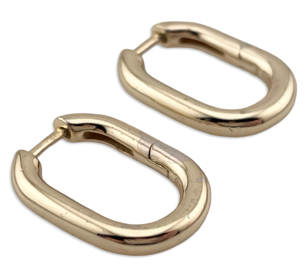 gold plated sterling silver hinge oval hoop small rhinestone earrings