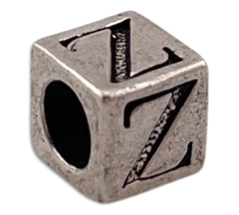 sterling silver 'Z' initial letter block pendant