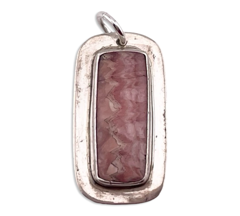 sterling silver rhodochrosite pendant ***Cracked Stone***