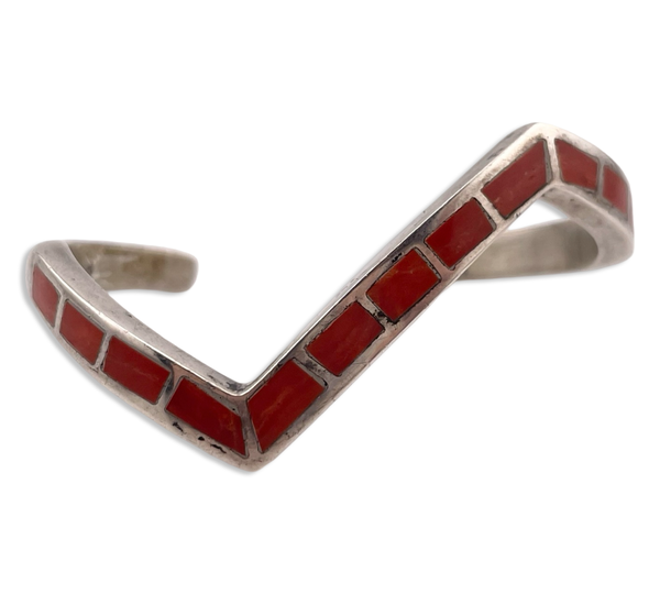 sterling silver zig zag coral cuff bracelet