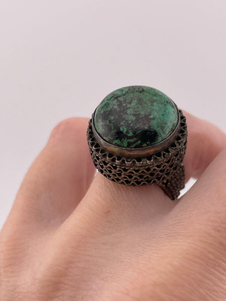 size 6-7 open band sterling silver chunky chrysocolla ring