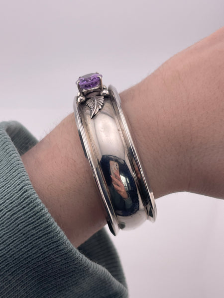 sterling silver faceted amethyst cuff bracelet