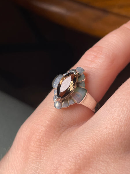 size 6 sterling silver smoky quartz ring