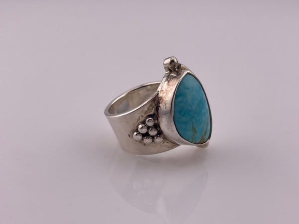 size 7 sterling silver turquoise adjustable band ring