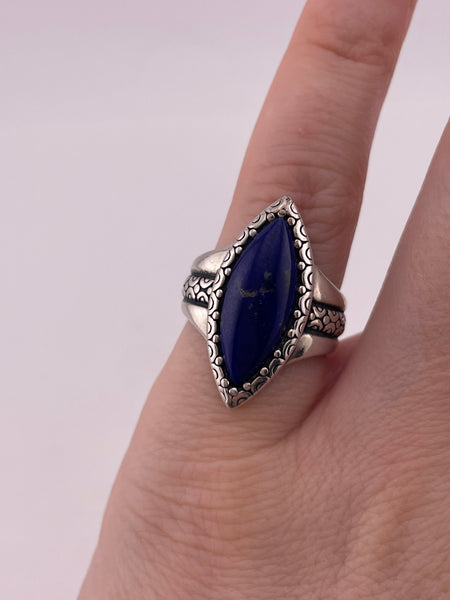 size 5.25 sterling silver Carolyn Pollack lapis marquise shape ring