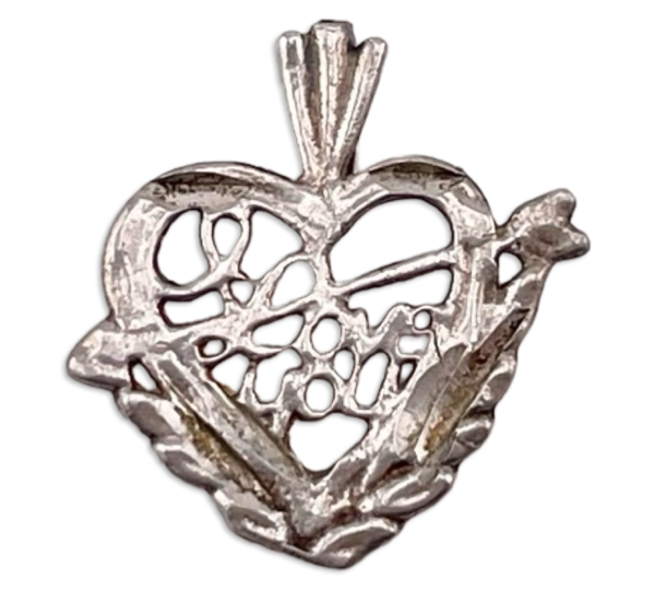 sterling silver "I Love You" heart arrow pendant