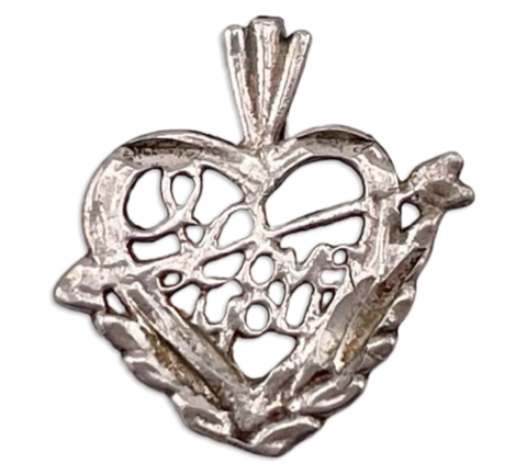 sterling silver "I Love You" heart arrow pendant