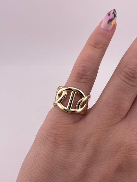 size 6 sterling silver gold plated mariner link ring