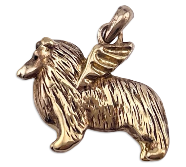 sterling silver gold plated collie wings dog angel pendant