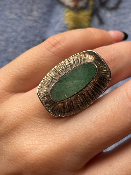 size 6 sterling silver aventurine textured ring