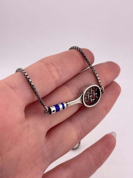 sterling silver 15" racket necklace